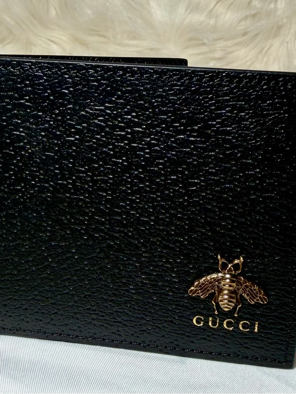 Gucci Animalier Bee Leather Bifold Wallet - Black (Box + Dust Bag)